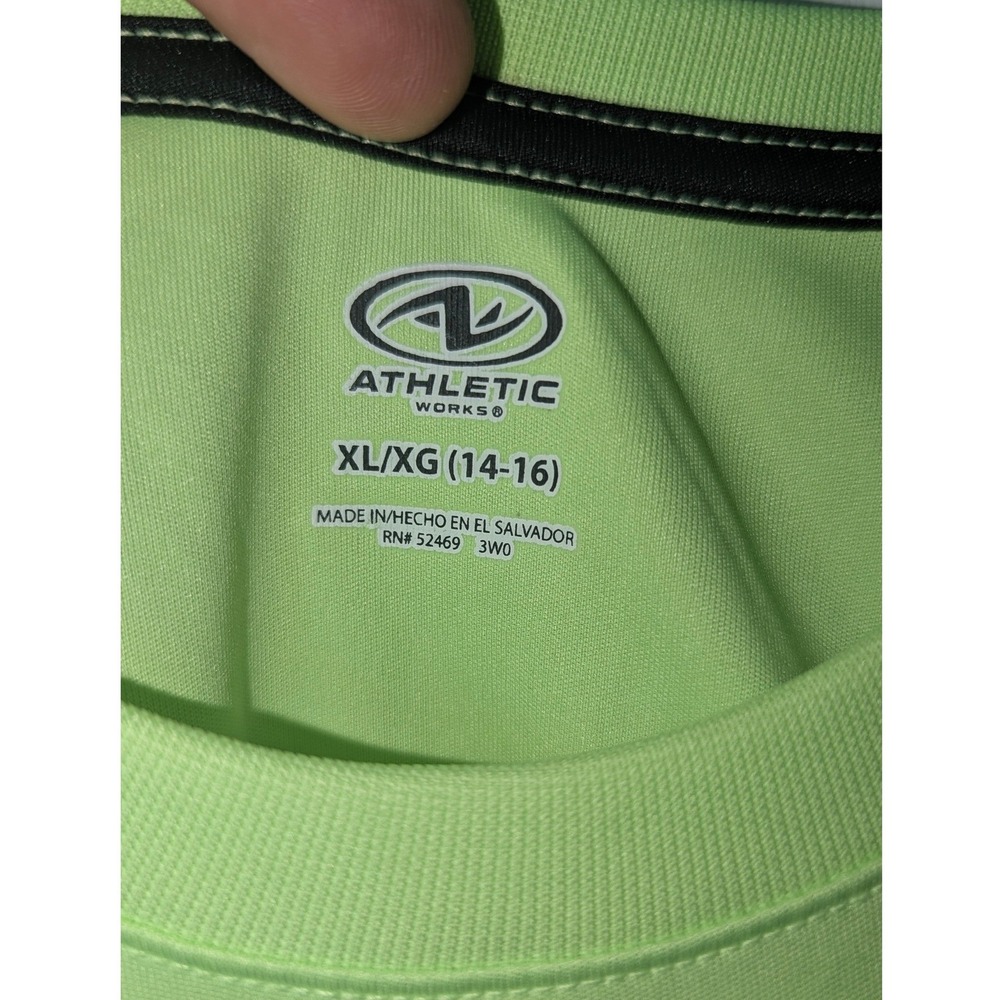 Athletic Works Boys Lime Green Basketball Graphic Long Sleeve Shirt XL 14-16 - Picture 2 of 8